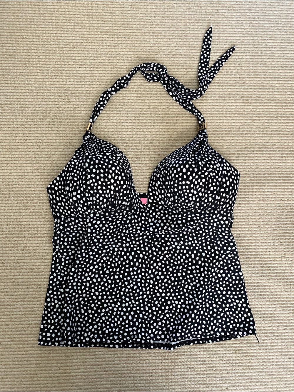 Victoria's Secret Polka Dot Tankini Black and White Halter Size XL